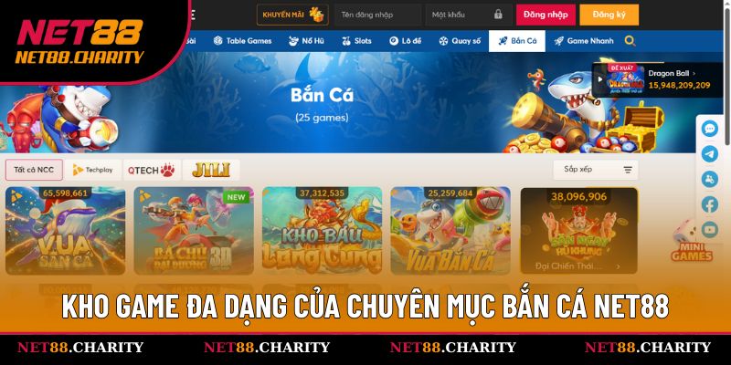 Kho game đa dạng của chuyên mục bắn cá Net88